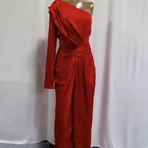 Monique Lhuillier One-Shoulder Red Dress